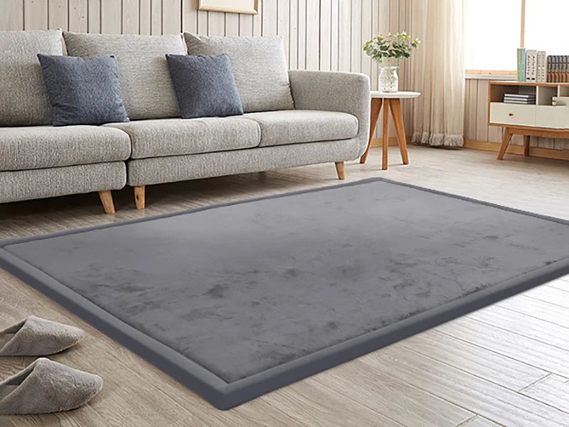2cm Thick Memory Foam Playpen Mat With Non-slip Bottom For Living Room Soft Velvet Minimalist Carpet Kids Rugs