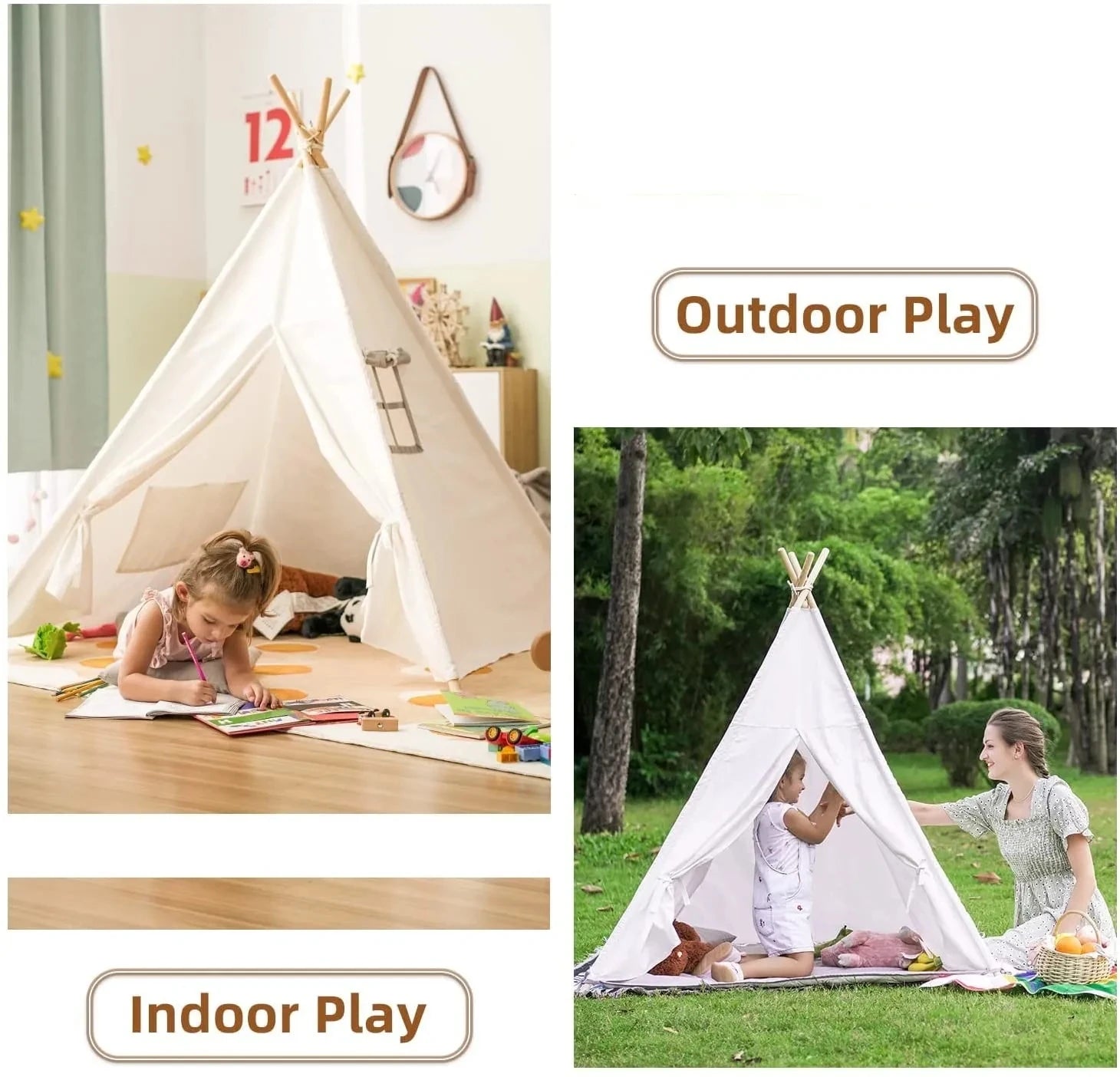Portable Kid Tent 1.6M Children's Play House Wigwam Teepee Tipi Toddler