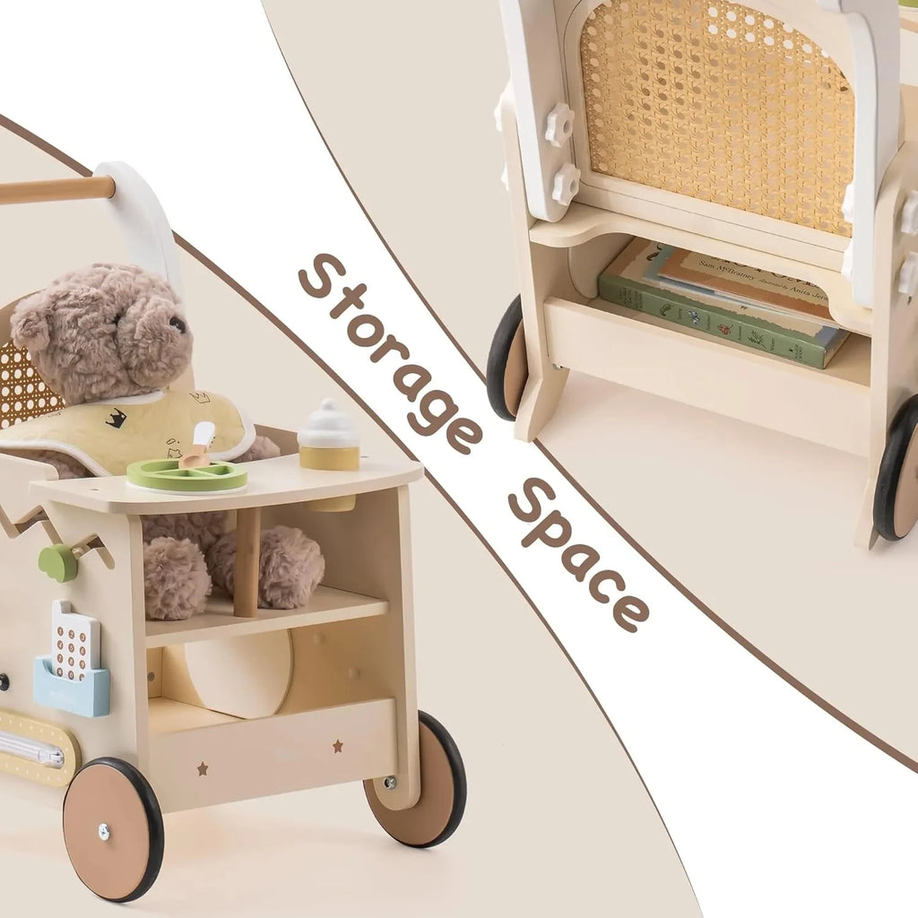 Wooden Baby Push Walker Montessori Push Walker Natural Sustainable Choice for First Steps Motor Skills Toddlers