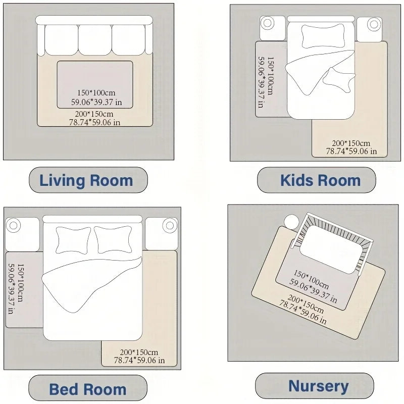 2cm Thick Memory Foam Playpen Mat With Non-slip Bottom For Living Room Soft Velvet Minimalist Carpet Kids Rugs