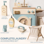 Washer Playset Pretend Play Toy Washing Machine with Clothes Basket Iron and Sink for Kids Age 3+Blue