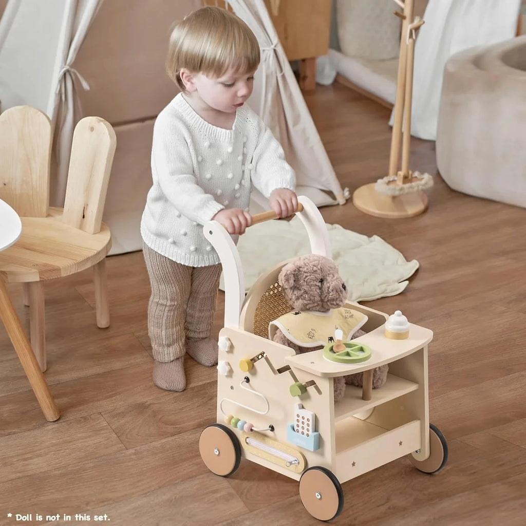 Wooden Baby Push Walker Montessori Push Walker Natural Sustainable Choice for First Steps Motor Skills Toddlers