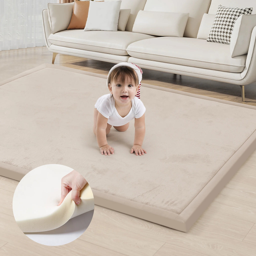 2cm Thick Memory Foam Playpen Mat With Non-slip Bottom For Living Room Soft Velvet Minimalist Carpet Kids Rugs