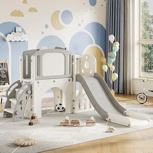 9 in 1 Toddler Slide, Kid Slide for Toddlers Age 1-3 with Ring Toss, Basketball Hoop, and Telescope, Playset Playground