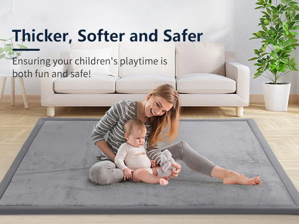 2cm Thick Memory Foam Playpen Mat With Non-slip Bottom For Living Room Soft Velvet Minimalist Carpet Kids Rugs