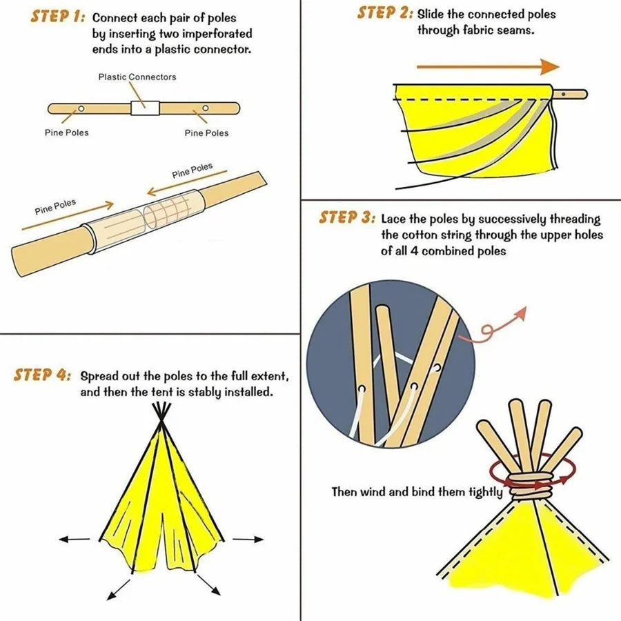 Portable Kid Tent 1.6M Children's Play House Wigwam Teepee Tipi Toddler